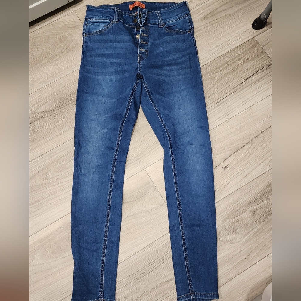 Wax Jean Button Fly Blue Jeans